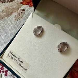 Diamond Rose Quartz Earrings